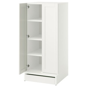 IKEA SMÅSTAD / UPPFÖRA wardrobe, with frame/with 3 shelves, 23 5/8x25 5/8x53 1/2 in White, Ikea Outlet | 0629UXYNB