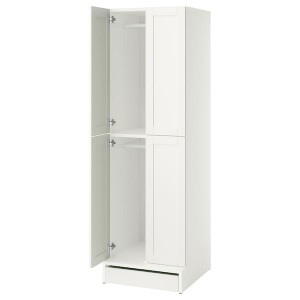 IKEA SMÅSTAD / UPPFÖRA wardrobe, with frame/with 2 clothes rails, 23 5/8x25 5/8x77 1/8 in White, Ikea Outlet | 7519IBAMF