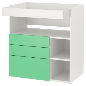 IKEA SMÅSTAD changing table, 35 3/8x31 1/2x39 3/8 in White Green / With 3 Drawers, Ikea Outlet | 8751LQUHC