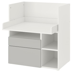 IKEA SMÅSTAD desk, 35 3/8x31 1/2x39 3/8 in White Gray / With 2 Drawers, Ikea Outlet | 1742BWOUX