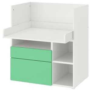 IKEA SMÅSTAD desk, 35 3/8x31 1/2x39 3/8 in White Green / With 2 Drawers, Ikea Outlet | 0362GOWPR