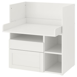 IKEA SMÅSTAD desk, with frame/with 2 drawers, 35 3/8x31 1/2x39 3/8 in White, Ikea Outlet | 4037EKXQF