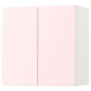 IKEA SMÅSTAD wall cabinet, 23 5/8x12 5/8x23 5/8 in White Pale Pink / With 1 Shelf, Ikea Outlet | 4082XBGQC