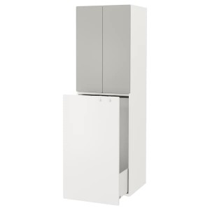 IKEA SMÅSTAD wardrobe with pull-out unit, 23 5/8x22 1/2x77 1/8 in White Gray / With Clothing Rod, Ikea Outlet | 4163JOPYH