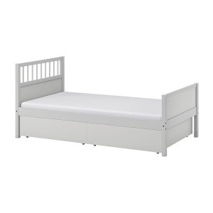 IKEA SMYGA bed frame with storage, Twin Light Gray, Ikea Outlet | 1928XJBMY