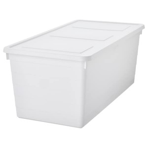 IKEA SOCKERBIT storage box with lid, 15x30x11 ¾ in White, Ikea Outlet | 1908KABSF