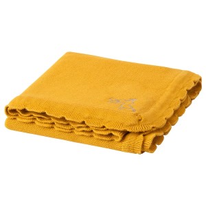 IKEA SOLGUL baby blanket, dark yellow, 27 1/2x35 3/8 in, Ikea Outlet | 2615SEZFB