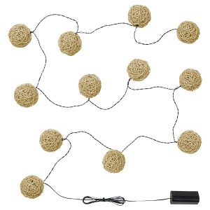 IKEA SOLVINDEN LED string light with 12 lights Battery Operated / Beige, Ikea Outlet | 7961AHJGC