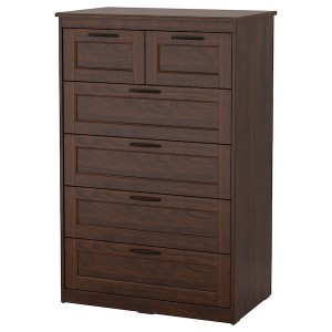 IKEA SONGESAND 6-drawer chest Dark Brown, Ikea Outlet | 6483WSZTV