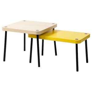 IKEA SONHULT nesting tables Yellow / Birch Effect, Ikea Outlet | 4309XKVHI