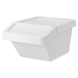 IKEA SORTERA recycling bin with lid, white, 10 gallon, Ikea Outlet | 2608UWFEP
