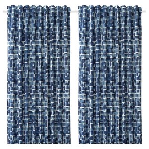 IKEA SPIRSTÅNDS room darkening curtains, 1 pair, blue, 57x98 in, Ikea Outlet | 7392RPYJU