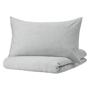 IKEA SPJUTVIAL duvet cover and pillowcase(s), Twin Light Gray / Mélange, Ikea Outlet | 8713ETLBX