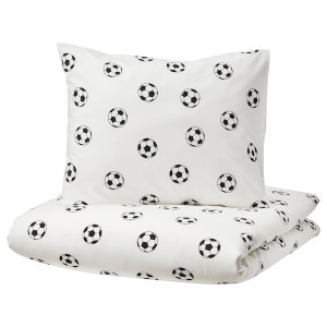 IKEA SPORTSLIG duvet cover and pillowcase(s), football pattern, Twin Football Pattern, Ikea Outlet | 9836DXWOP