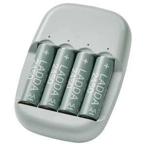 IKEA STENKOL / LADDA battery charger and 4 batteries, Ikea Outlet | 7389AISJQ