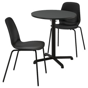 IKEA STENSELE / LIDÅS table and 2 chairs, anthracite anthracite/black/black, 27 1/2 in, Ikea Outlet | 3021YQUWZ