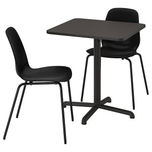 IKEA STENSELE / LIDÅS table and 2 chairs, anthracite anthracite/black/black, 27 1/2x27 1/2 in, Ikea Outlet | 0519RHFNL