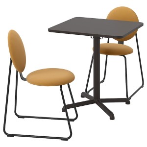 IKEA STENSELE / MÅNHULT table and 2 chairs, anthracite anthracite/Hakebo yellow-brown, 27 1/2x27 1/2 in, Ikea Outlet | 6913MWZTU