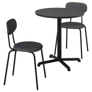 IKEA STENSELE / ÖSTANÖ table and 2 chairs, anthracite anthracite/Remmarn dark gray, 27 1/2 in, Ikea Outlet | 8175QOPTZ