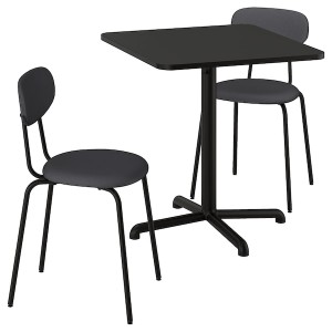 IKEA STENSELE / ÖSTANÖ table and 2 chairs, anthracite anthracite/Remmarn dark gray, 27 1/2x27 1/2 in, Ikea Outlet | 4163BWPDA