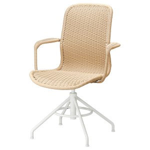 IKEA STIGBYGEL swivel chair with armrests Beige / White, Ikea Outlet | 1425FGWPC