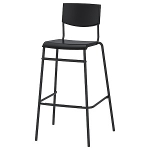 IKEA STIG bar stool with backrest, black/black, 29 1/8 in, Ikea Outlet | 1903RNQAS