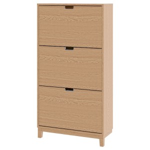 IKEA STÄLL shoe cabinet with 3 compartments, 31 1/8x11 3/8x58 1/4 in Oak Veneer, Ikea Outlet | 3859WHMEA