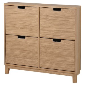 IKEA STÄLL shoe cabinet with 4 compartments, 37 3/4x6 3/4x35 3/8 in Oak Veneer, Ikea Outlet | 4387UVRBG