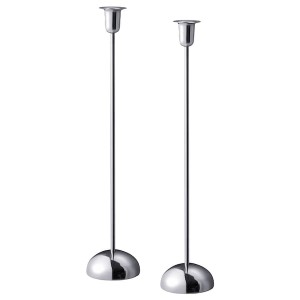 IKEA STOCKHOLM candlestick, stainless steel, 15 ¾ in, 2 pack, Ikea Outlet | 1345UYSCZ