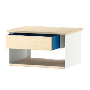 IKEA STOMSÖ wall-mounted bedside table, birch effect white/blue, 14 1/8x11 3/8x7 7/8 in, Ikea Outlet | 1580VQFLI
