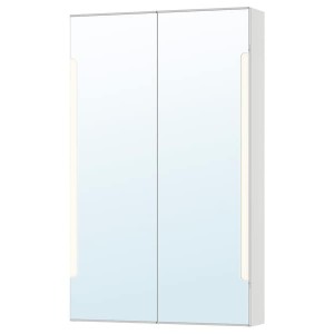IKEA STORJORM Mirror cabinet w/2 doors & light, 23 5/8x5 1/2x37 3/4 in White, Ikea Outlet | 6098DMTIW