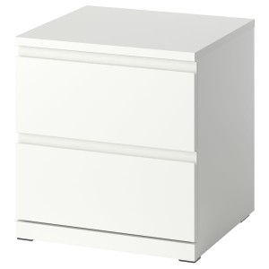 IKEA STORKLINTA bedside table, white/with 2 drawers, 19 5/8x18 7/8x20 7/8 in, Ikea Outlet | 3684UCEMH