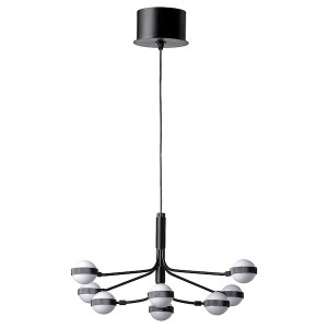 IKEA STORSLINGA LED chandelier, 8-armed, black/white, 28 in, Ikea Outlet | 9807QJSPA