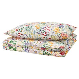 IKEA STRANDLUMMER duvet cover and pillowcase(s), Twin Multicolor / Floral Pattern, Ikea Outlet | 9785TYPJG