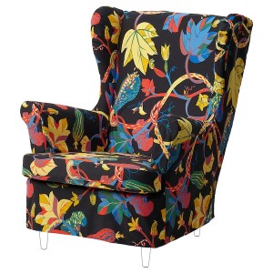 IKEA STRANDMON slipcover for armchair/footstool, Stigsbo multicolor/black, Ikea Outlet | 4792ZYOMK