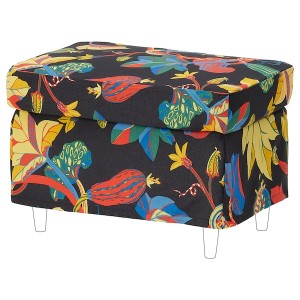 IKEA STRANDMON slipcover for ottoman Stigsbo Multicolor / Black, Ikea Outlet | 4732BCMWI