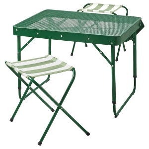 IKEA STRANDÖN folding table set, green, Ikea Outlet | 9653OUEYB