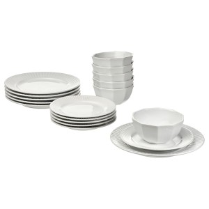 IKEA STRIMMIG 18-piece dinnerware set, white, Ikea Outlet | 9856KGDTI