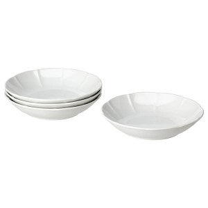IKEA STRIMMIG deep plate/bowl, 9 in, 4 pack White, Ikea Outlet | 2036EWLYK