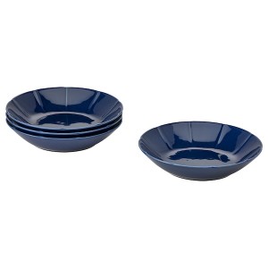 IKEA STRIMMIG deep plate/bowl, 9 in, 4 pack Stoneware Blue, Ikea Outlet | 3147YMNZA