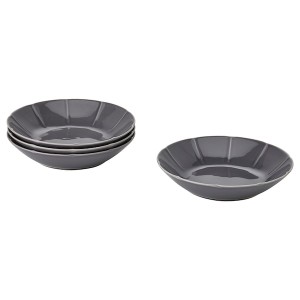 IKEA STRIMMIG deep plate/bowl, 9 in, 4 pack Stoneware Gray, Ikea Outlet | 3964GXAPT