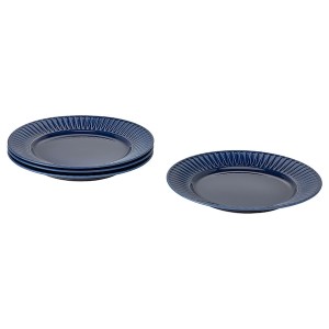 IKEA STRIMMIG plate, 10 ½ in, 4 pack Stoneware Blue, Ikea Outlet | 0174PAEBZ