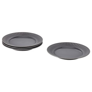 IKEA STRIMMIG plate, 10 ½ in, 4 pack Stoneware Gray, Ikea Outlet | 0972YVMCB