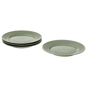 IKEA STRIMMIG plate, 10 ½ in, 4 pack Stoneware Pale Gray / Green, Ikea Outlet | 4761XBJPY