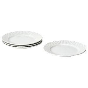 IKEA STRIMMIG plate, 10 ½ in, 4 pack White, Ikea Outlet | 5879JDBSU