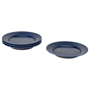 IKEA STRIMMIG side plate, 8 in, 4 pack Stoneware Blue, Ikea Outlet | 2468IPKLB