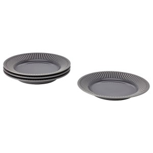 IKEA STRIMMIG side plate, 8 in, 4 pack Stoneware Gray, Ikea Outlet | 1078DVSER