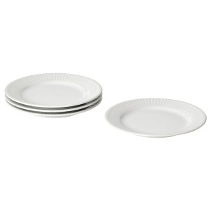 IKEA STRIMMIG side plate, 8 in, 4 pack White, Ikea Outlet | 3415HXGBV