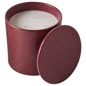 IKEA STÖRTSKÖN scented candle in ceramic jar w lid, Berries/red, 60 hr, Ikea Outlet | 0548BWHJX