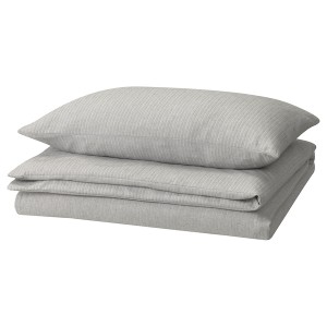 IKEA STRUTBRÄKEN duvet cover and pillowcase(s), Twin Gray, Ikea Outlet | 2568RXEIG